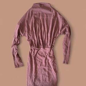 pink high neck relaxed fit mini sweater dress